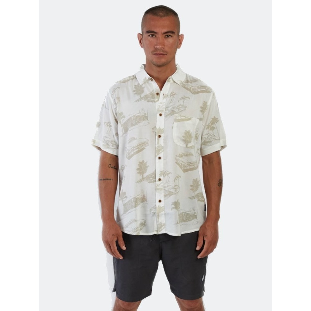 Dunkelvolk Men's Shirt SHIRT‎ SS DRUG DEALER SHIRT Palm Car Large Natural Color